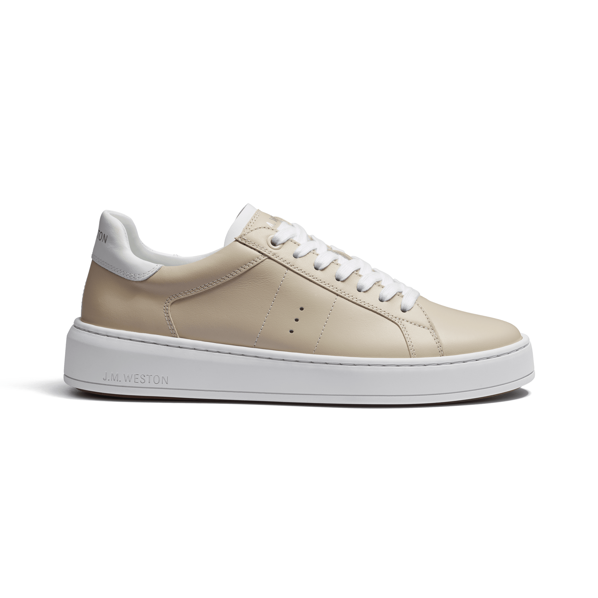 Basket On Time [femme cuir veau sport beige & blanc]