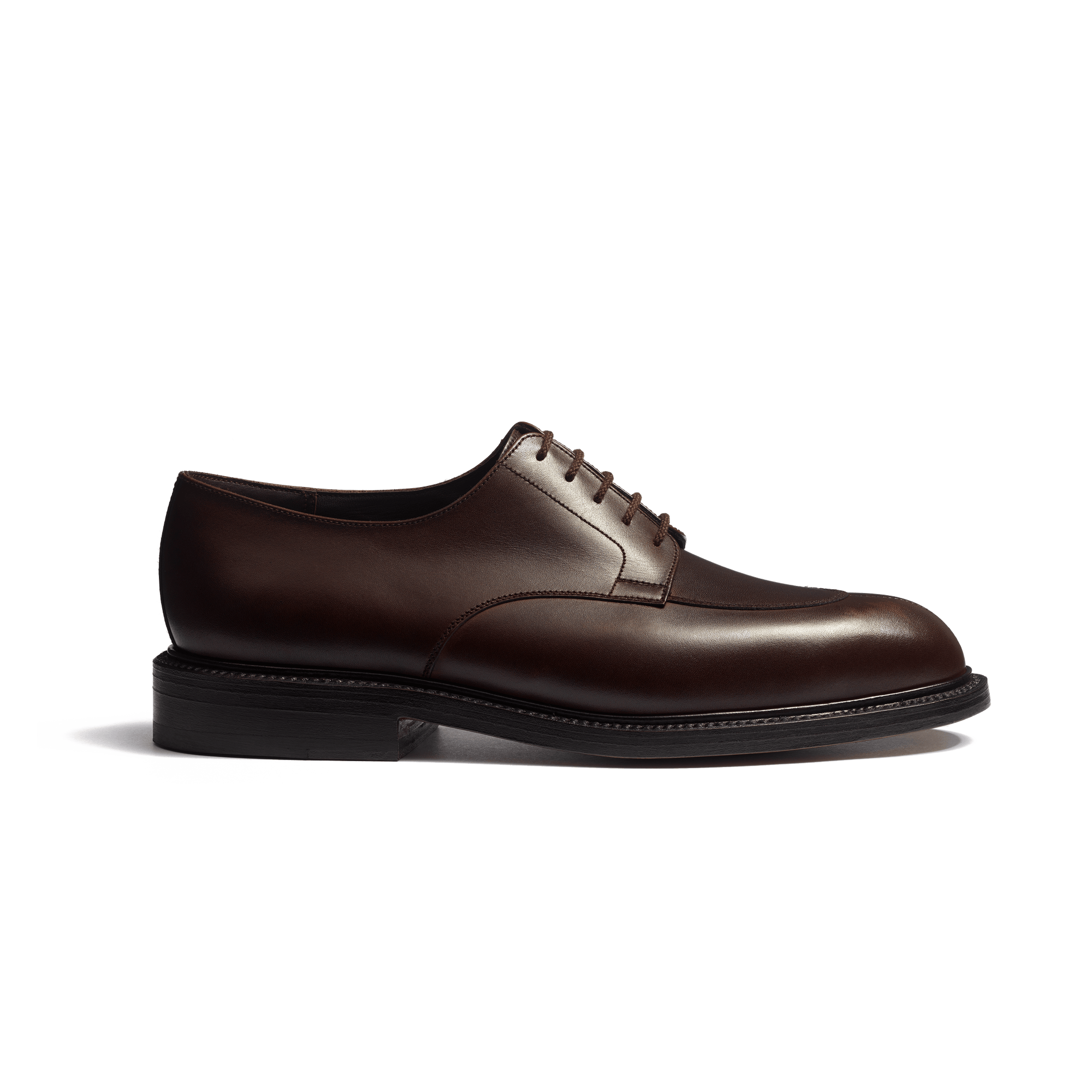 Derby demi-chasse [homme cuir lisse marron patiné]