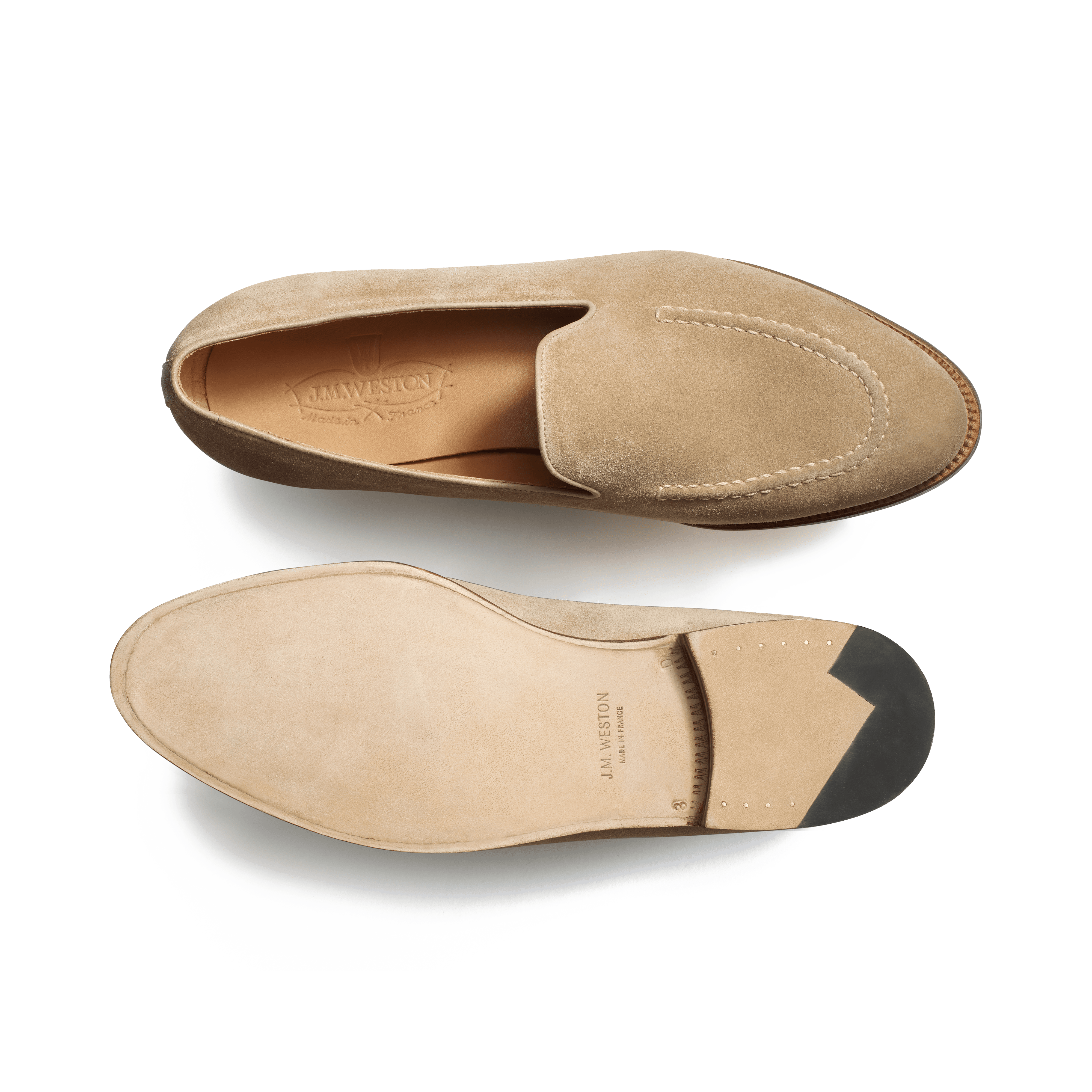 Men's Beige Suede Menton Loafer | J.M. Weston Men's Beige Suede Menton Loafer | J.M. Weston