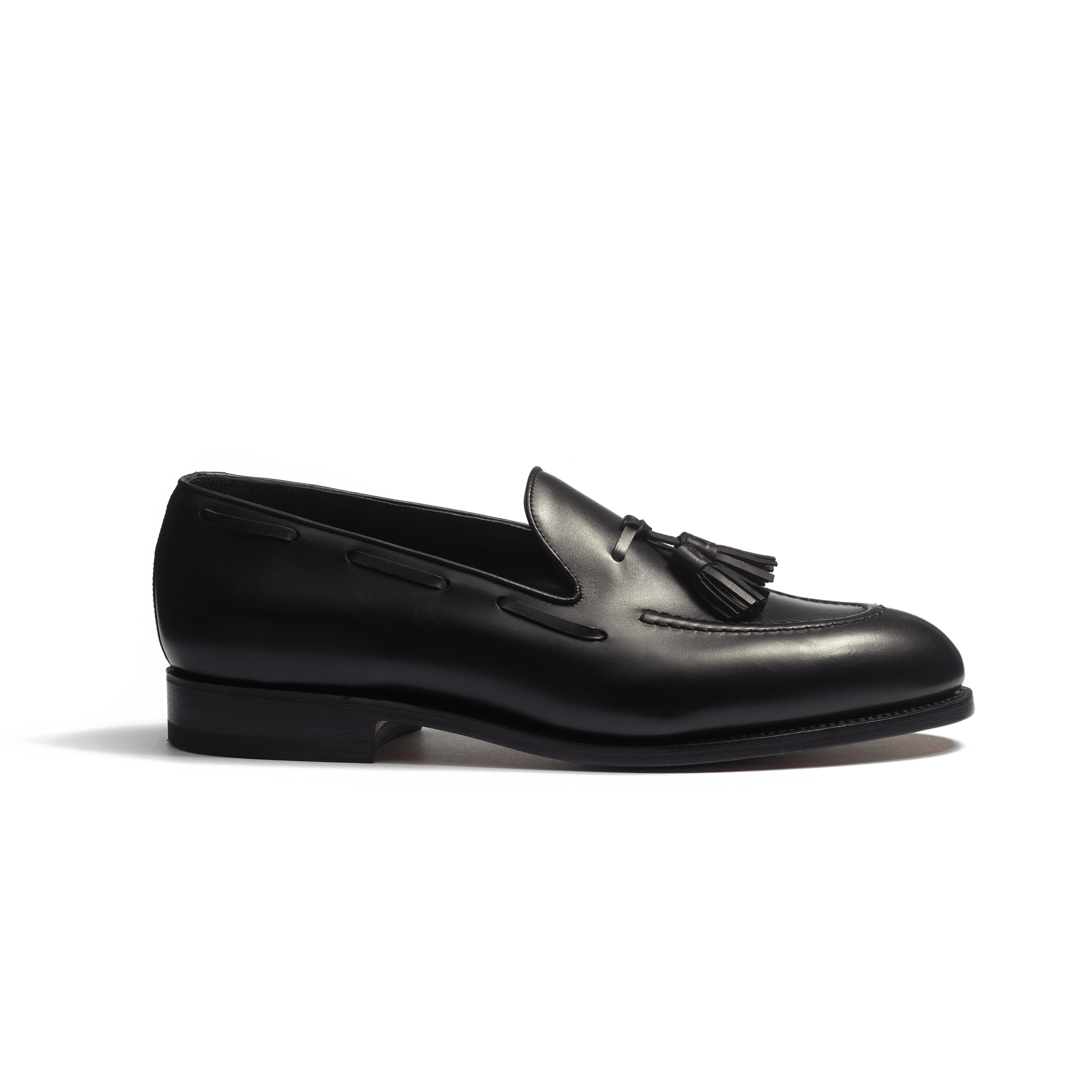 Mocassin Menton à Pampilles [homme cuir lisse noir]