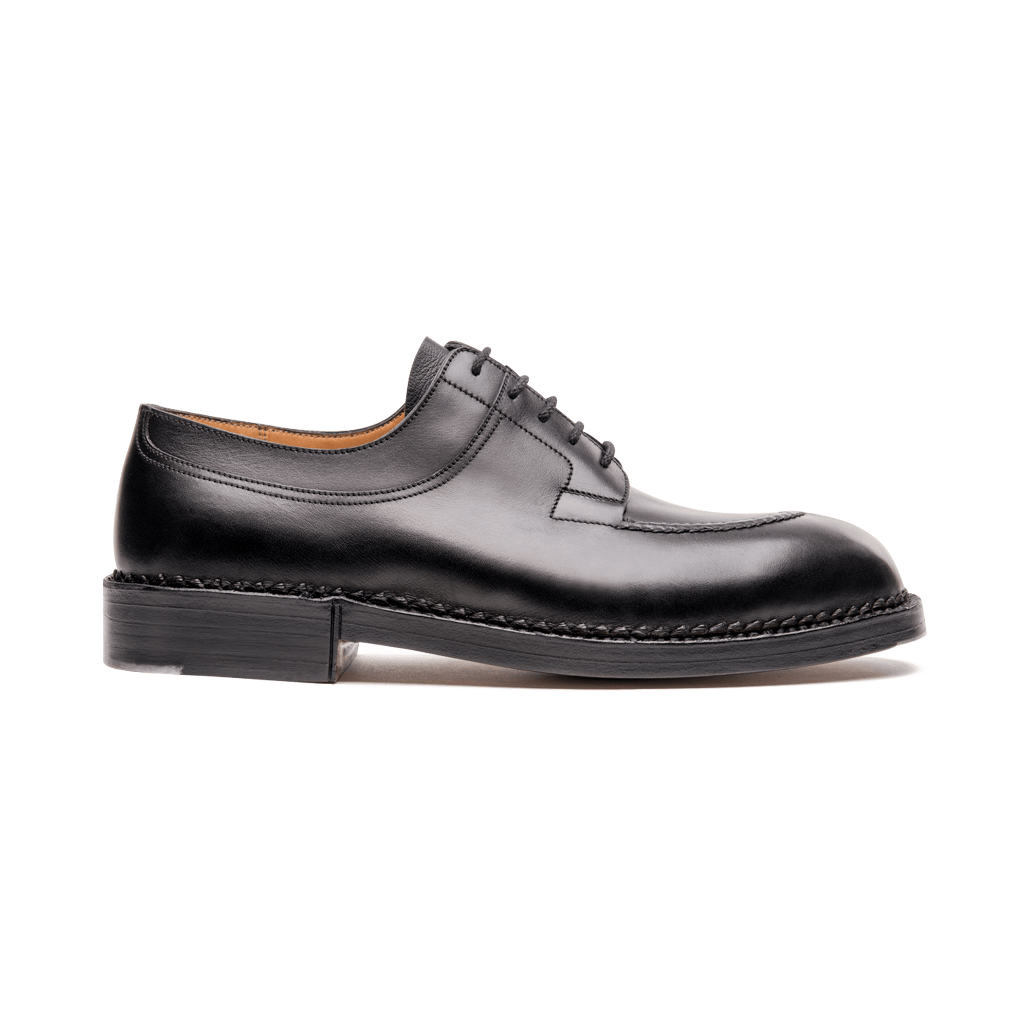 Derby Chasse [homme cuir lisse finition russia noir]