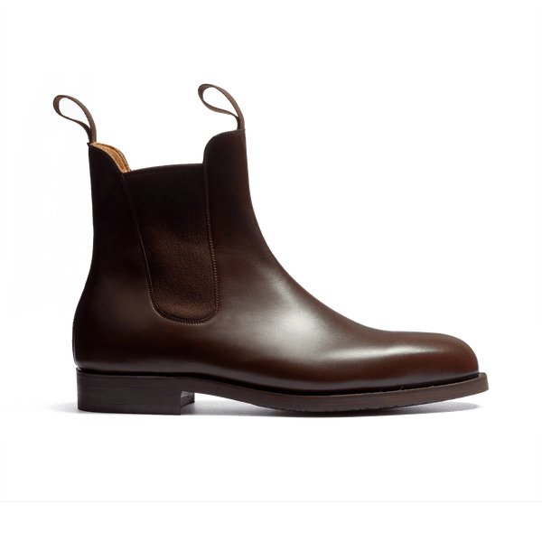 Men s Dark Brown Boxcalf Rubber Sole Chelsea Boot J.M. Weston