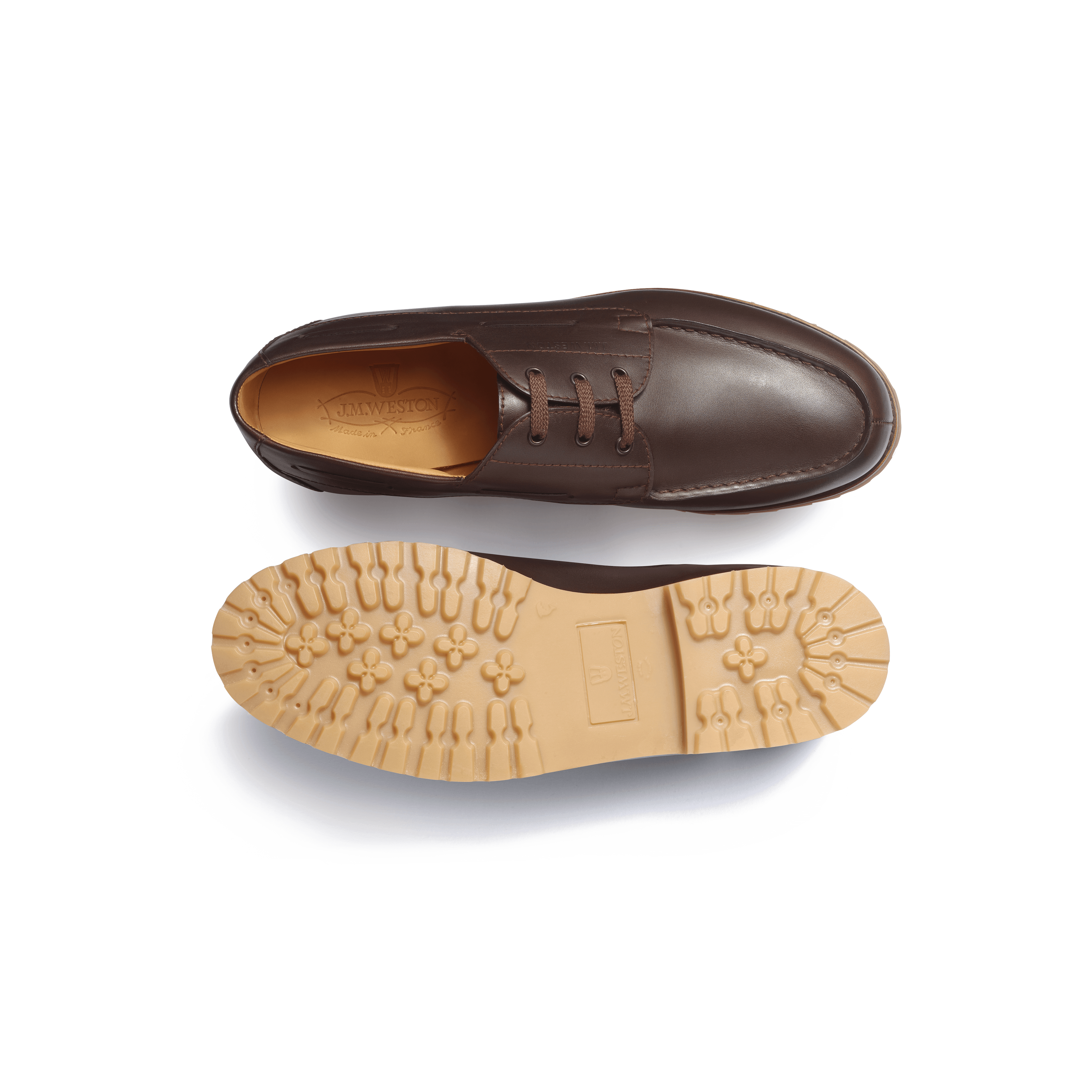 Men s Coffee soft calfskin Deck Derby J.M. Weston