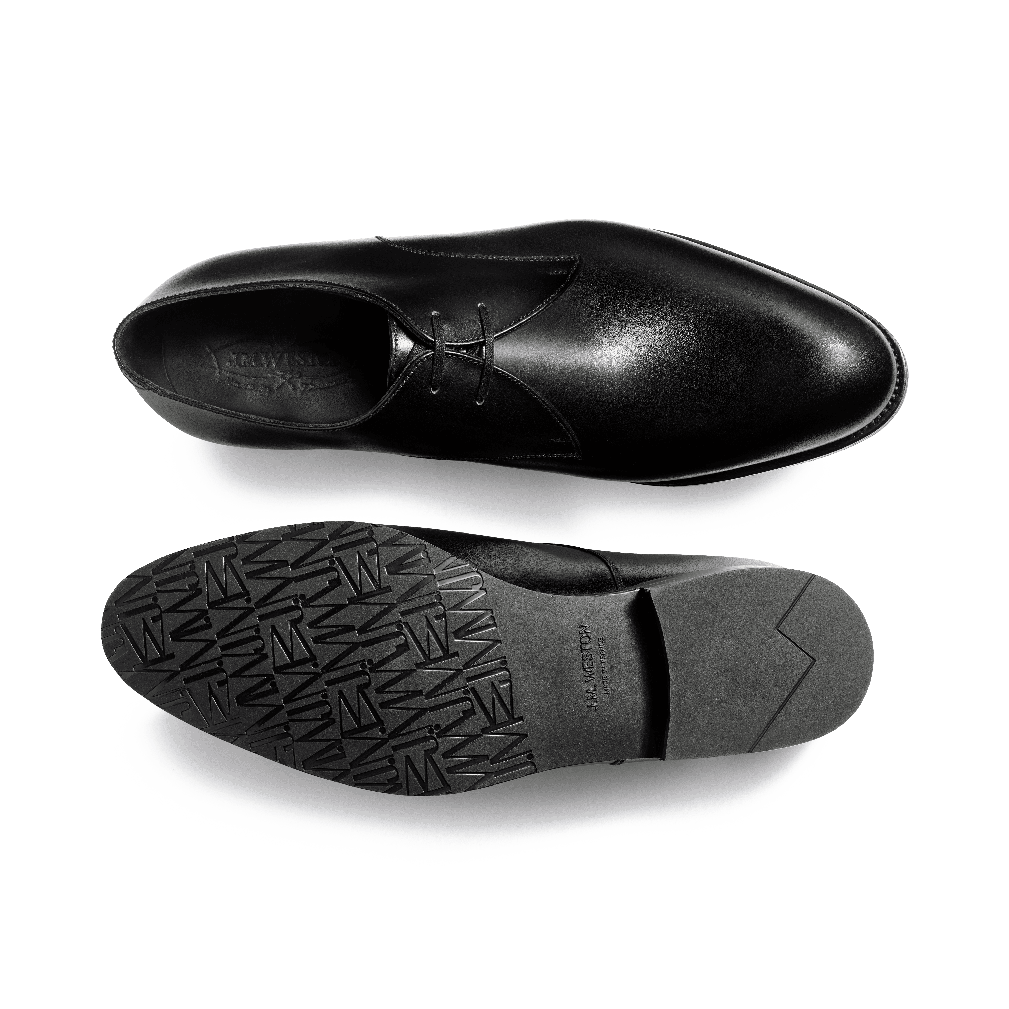 Derby Edouard semelle gomme homme en cuir lisse noir – Weston