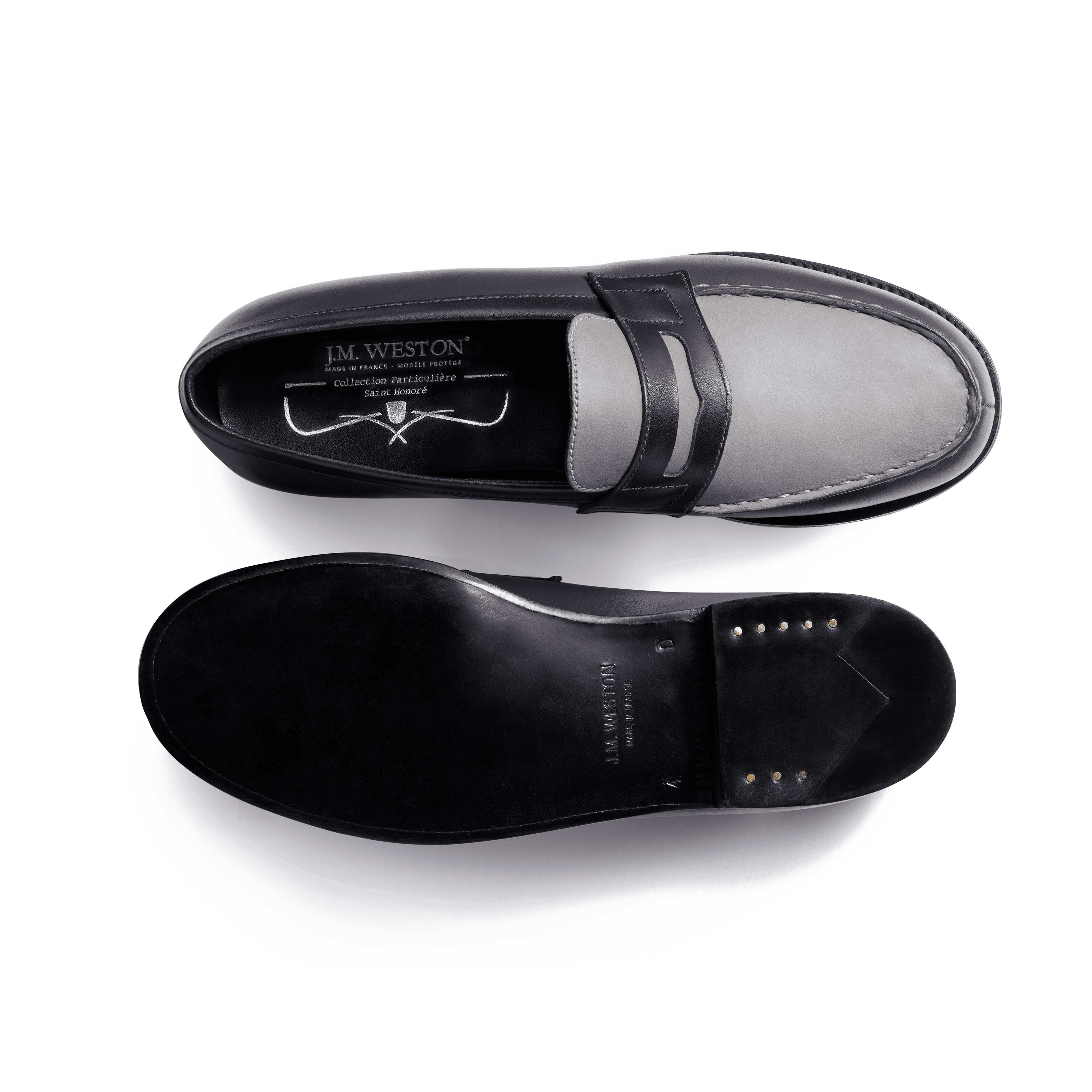 Mocassin 180 femme en cuir lisse et nubuck gris J.M. Weston