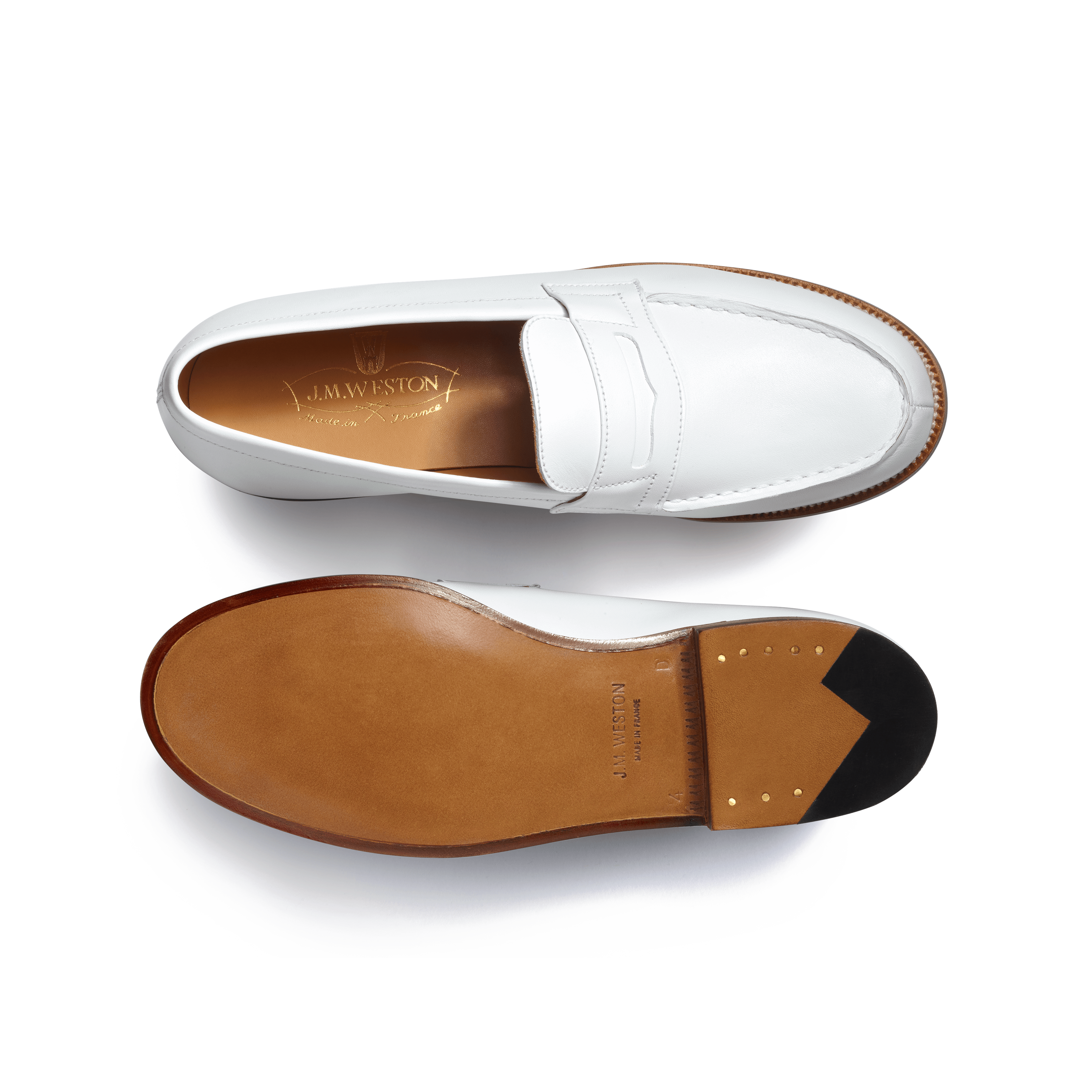 Mocassin 180 femme en cuir lisse blanc J.M. Weston