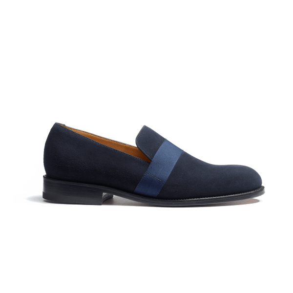 Mocassin smoking femme en velours marine J.M. Weston