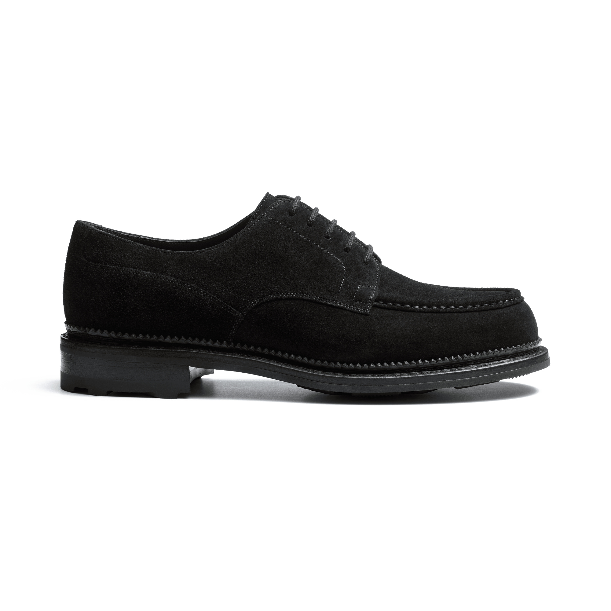 Eugène Golf Derby[Men Black suede calfskin]