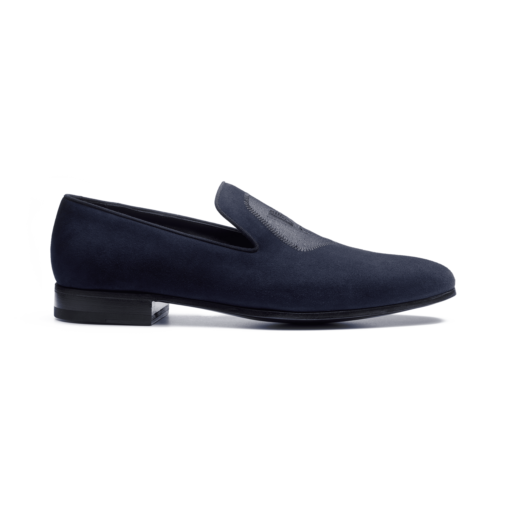 Mocassin Albi avec Blason [homme velours bleu marine]