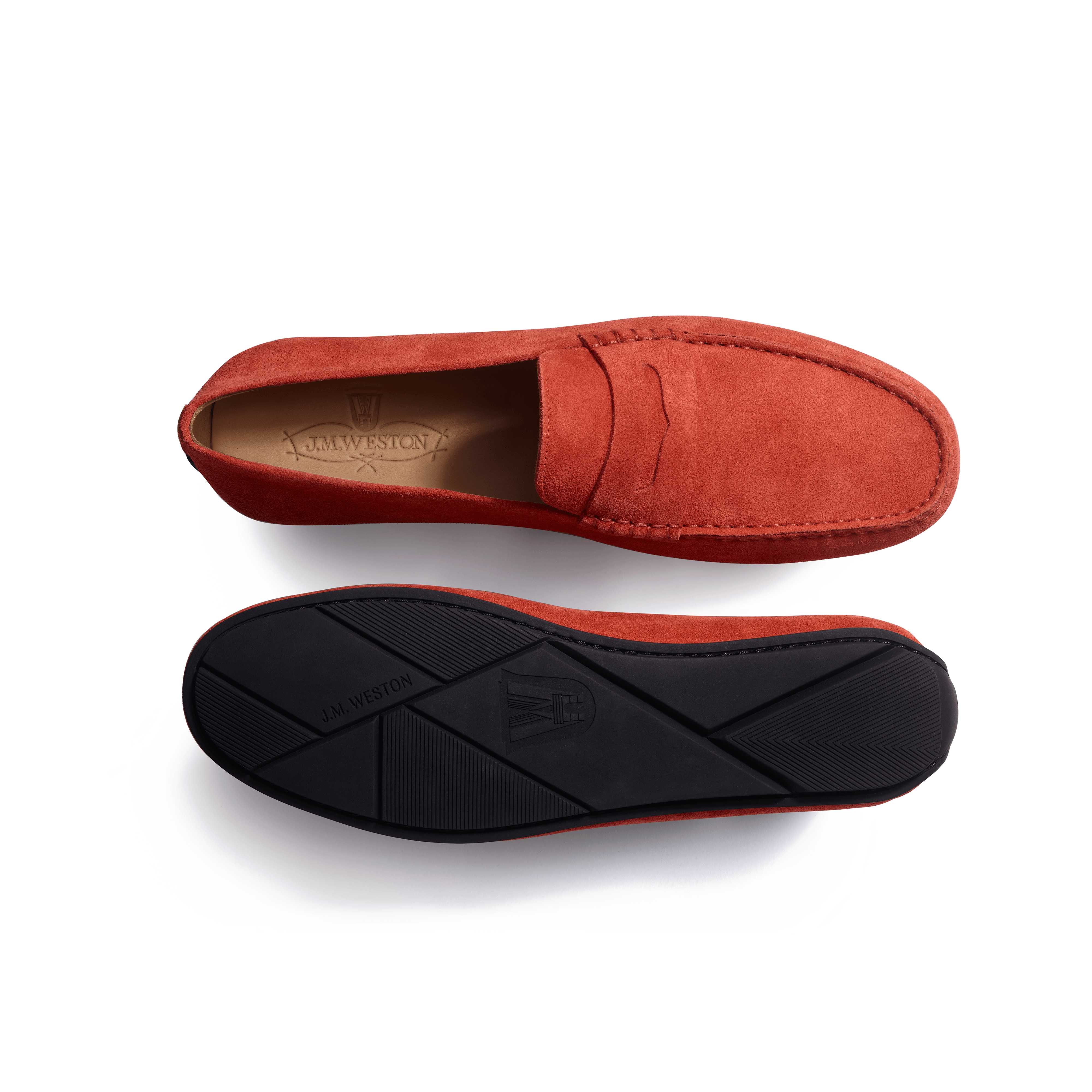 Mens orange 2025 suede loafers