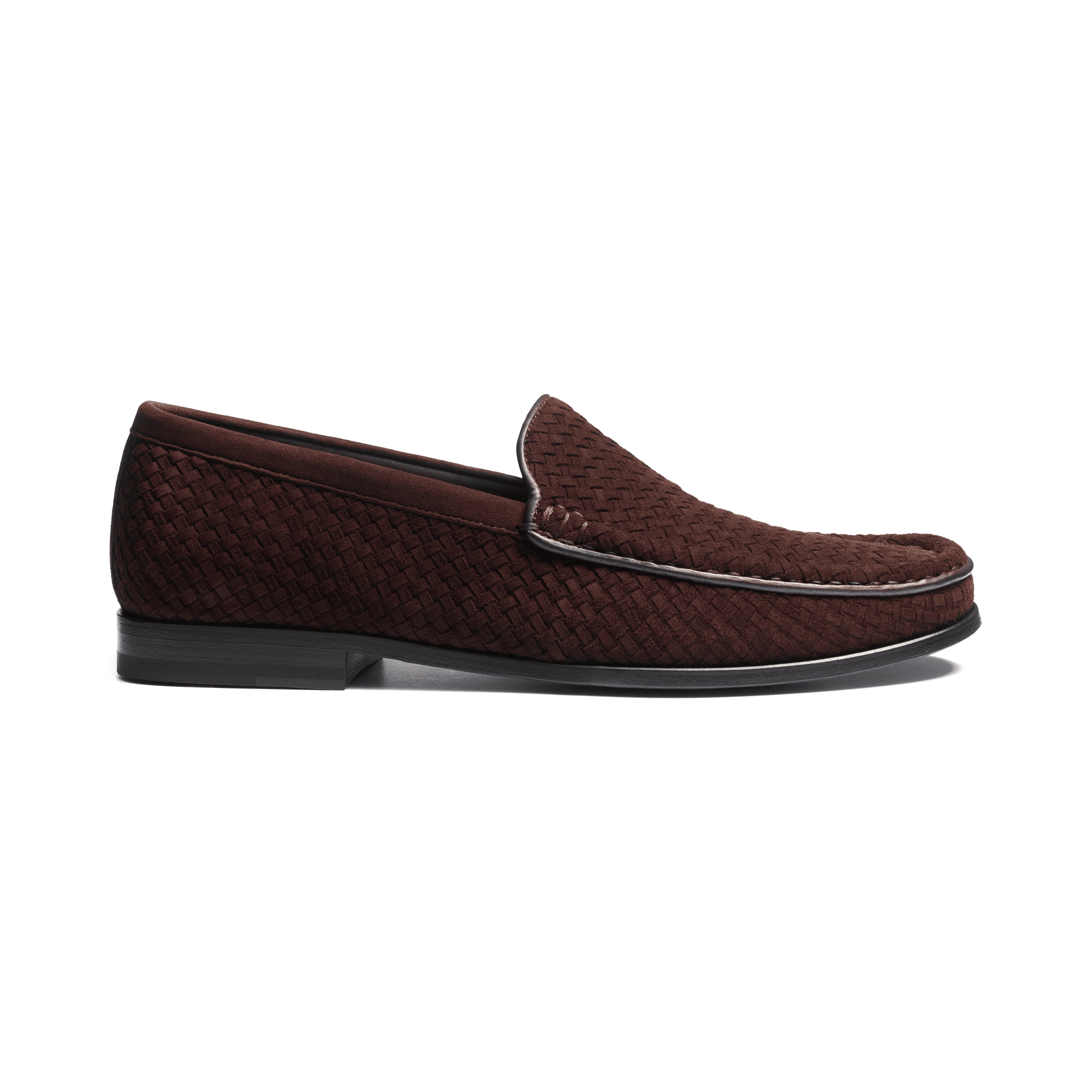 Calvi Soft Woven Loafer[Men Woven Leather Ebony Suede Goatskin]