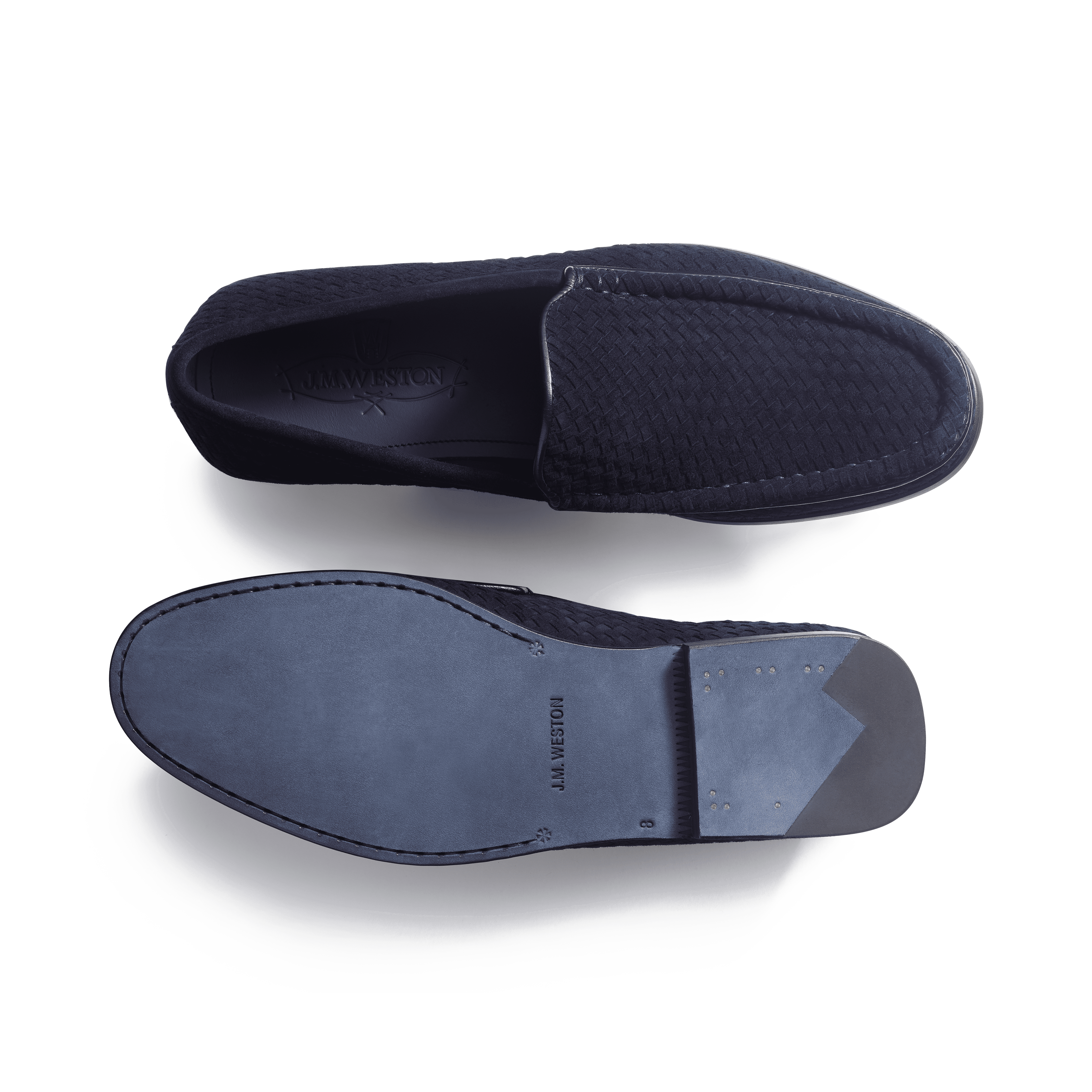 Mocassin Souple Tress Calvi homme en velours bleu J.M. Weston