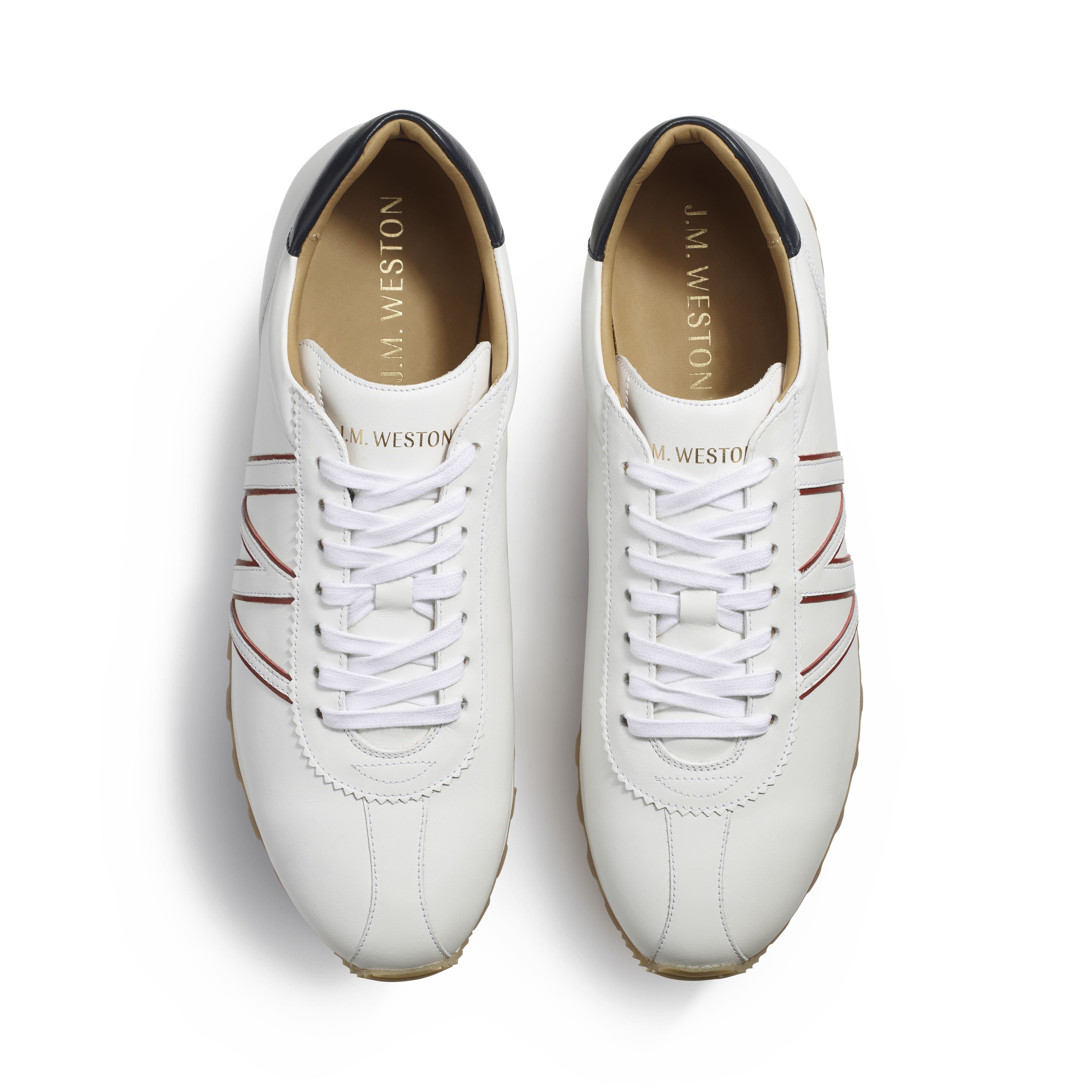 Men's White Soft Calfskin With Blue and Red Details On My Way