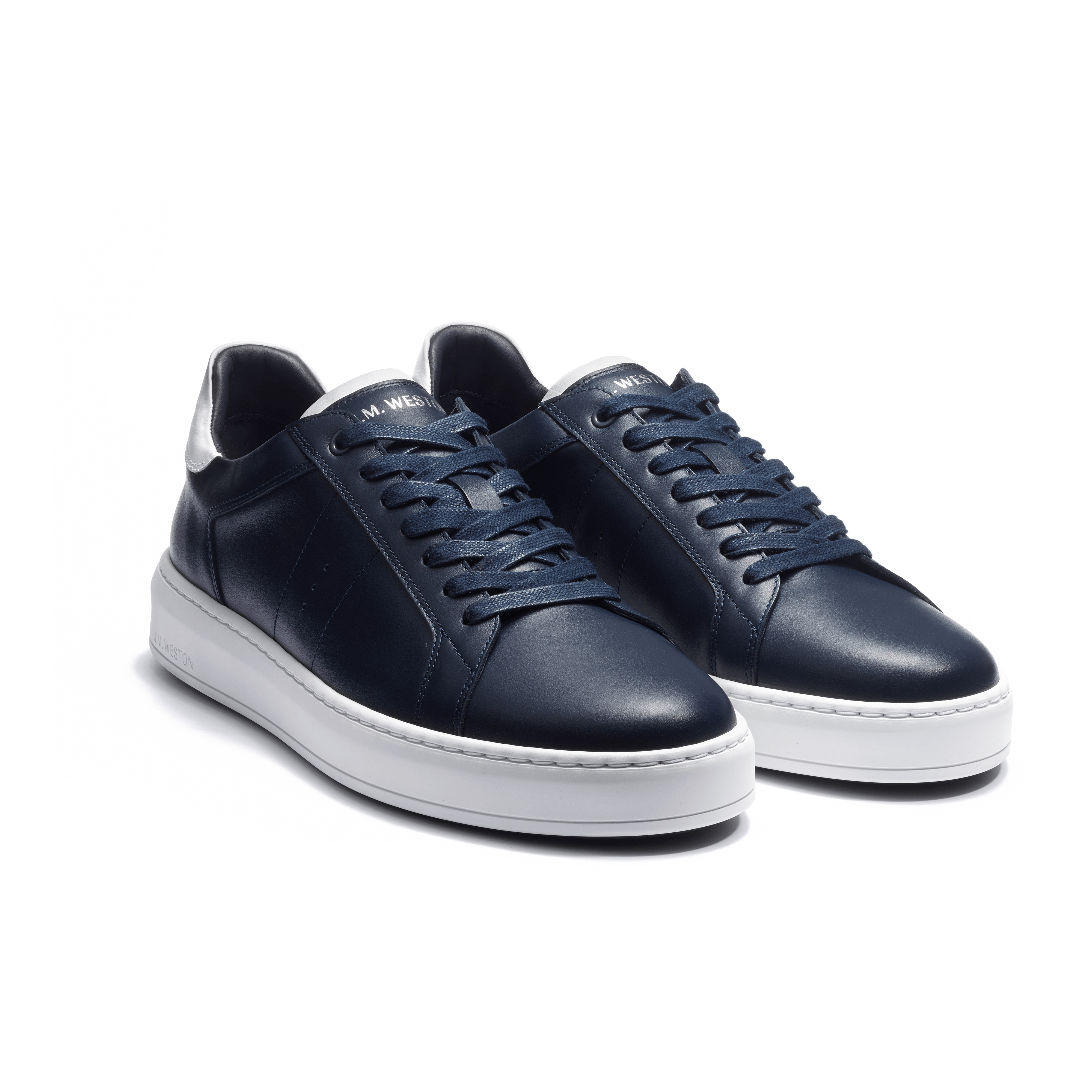 On Time Sneaker in Navy Soft Leather with Details – J.M.