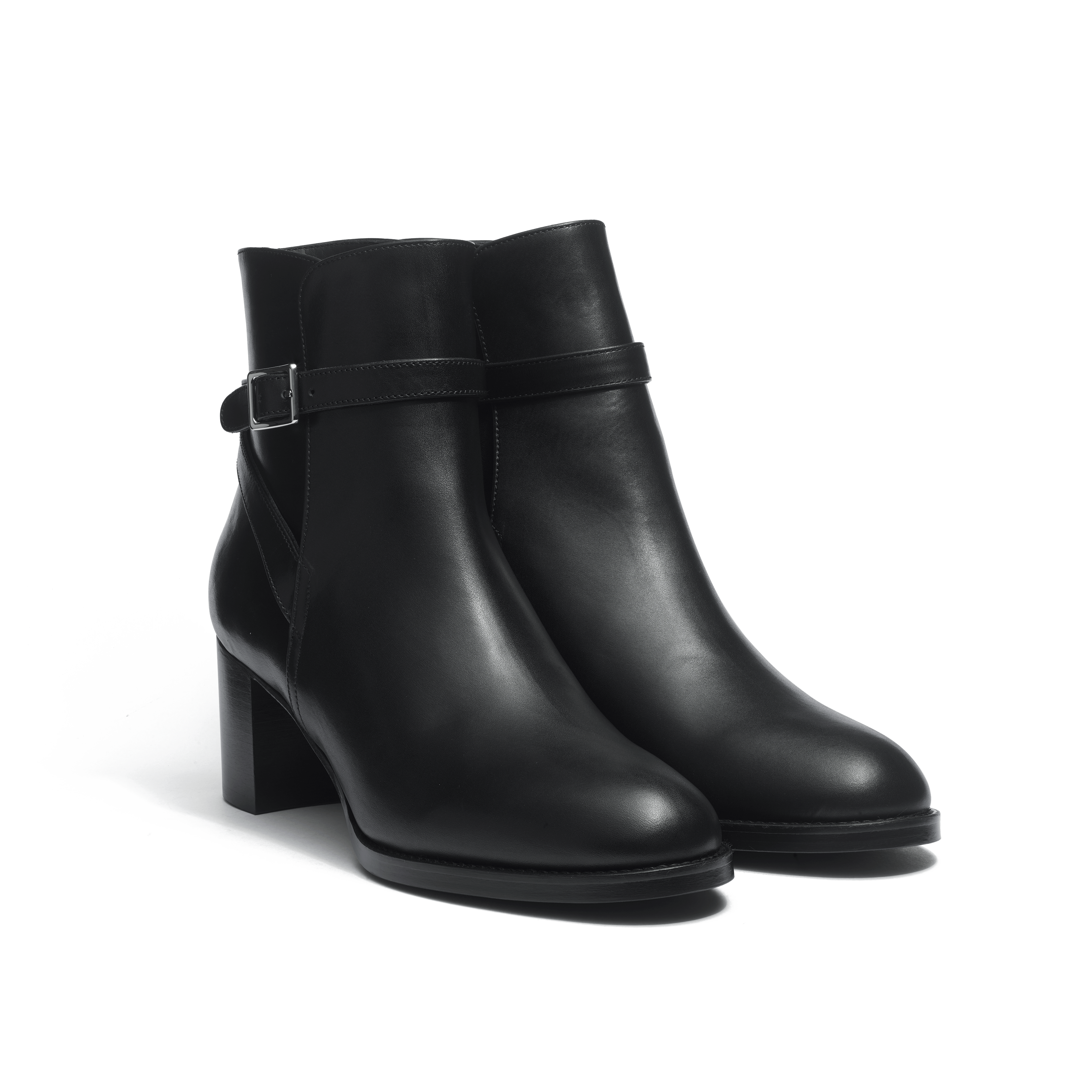 Bottine Jodhpur talon en cuir veau lisse noir J.M. Weston