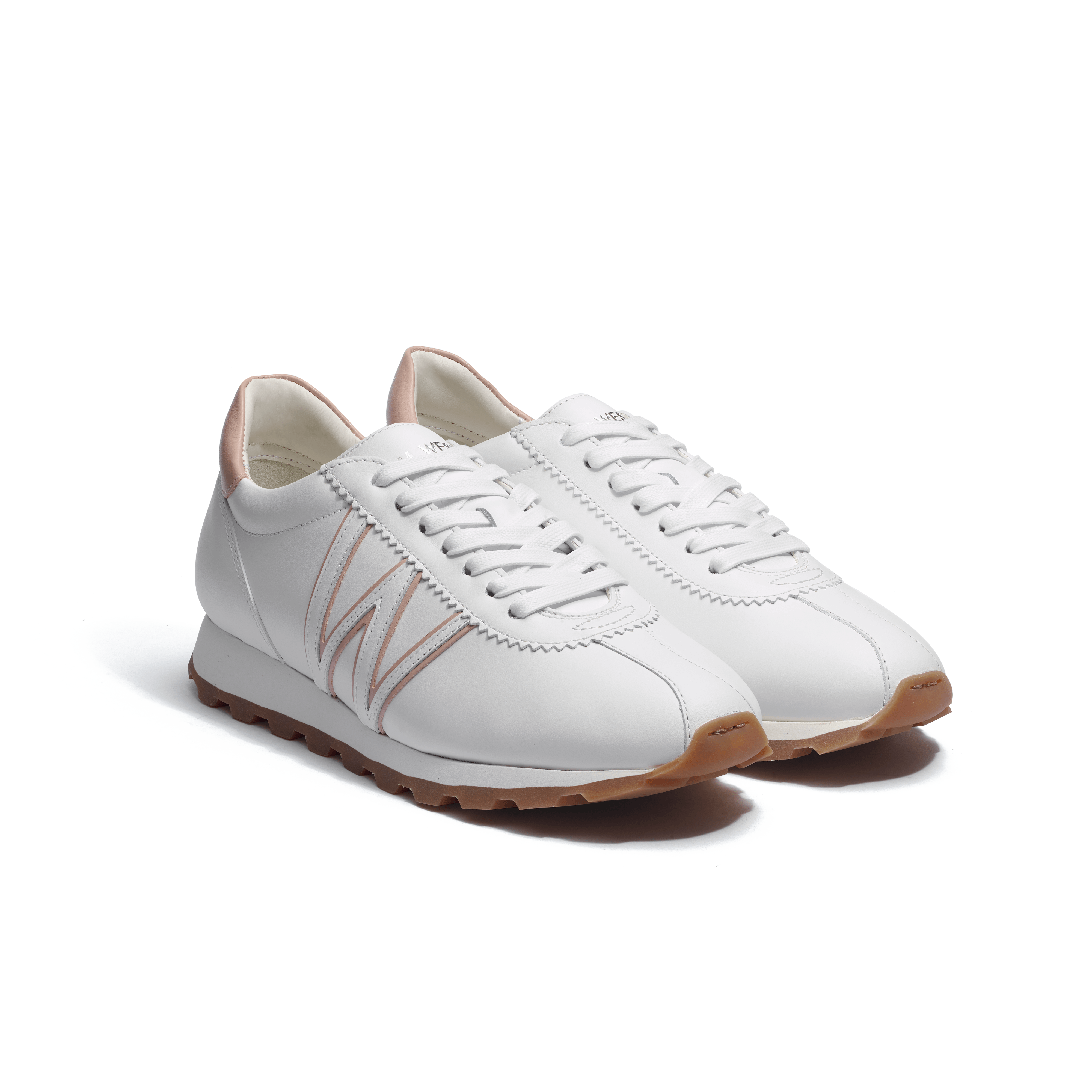Basket On My Way en cuir veau sport blanc details rose J.M. Weston