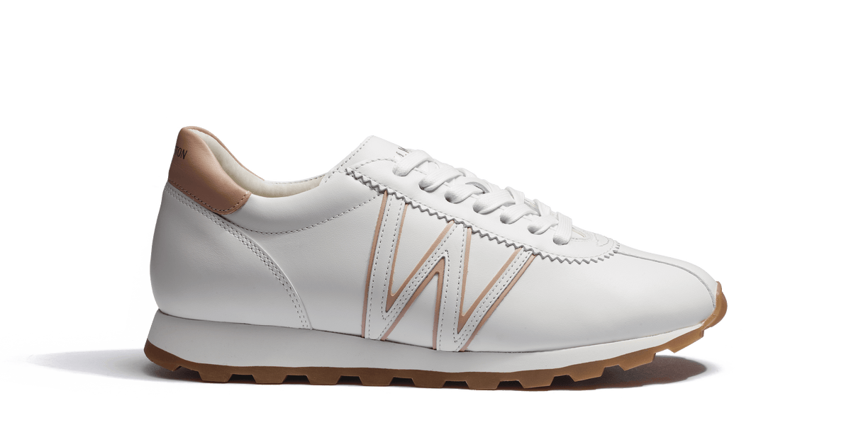 Weston Roses Basket On My Way en cuir veau sport blanc détails rose & J.M. Weston