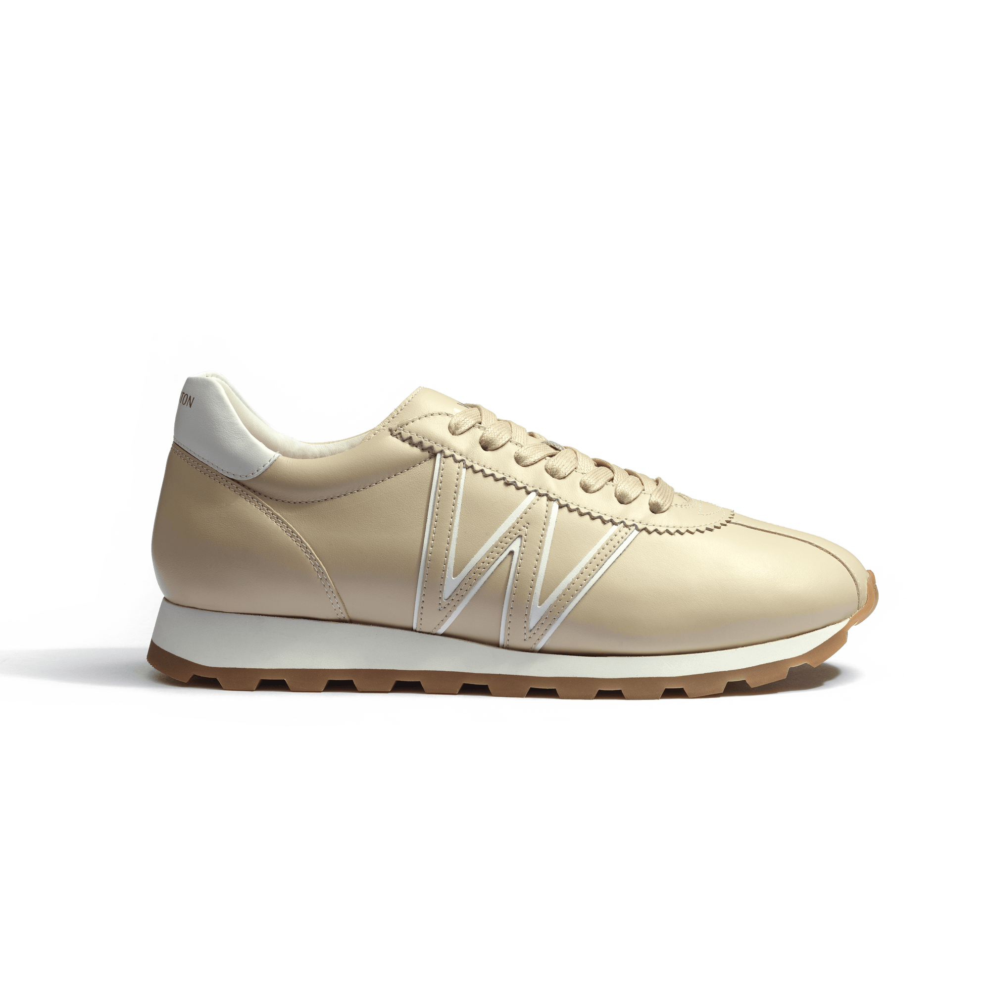 On My Way Sneaker[Women beige soft calfskin with white details]