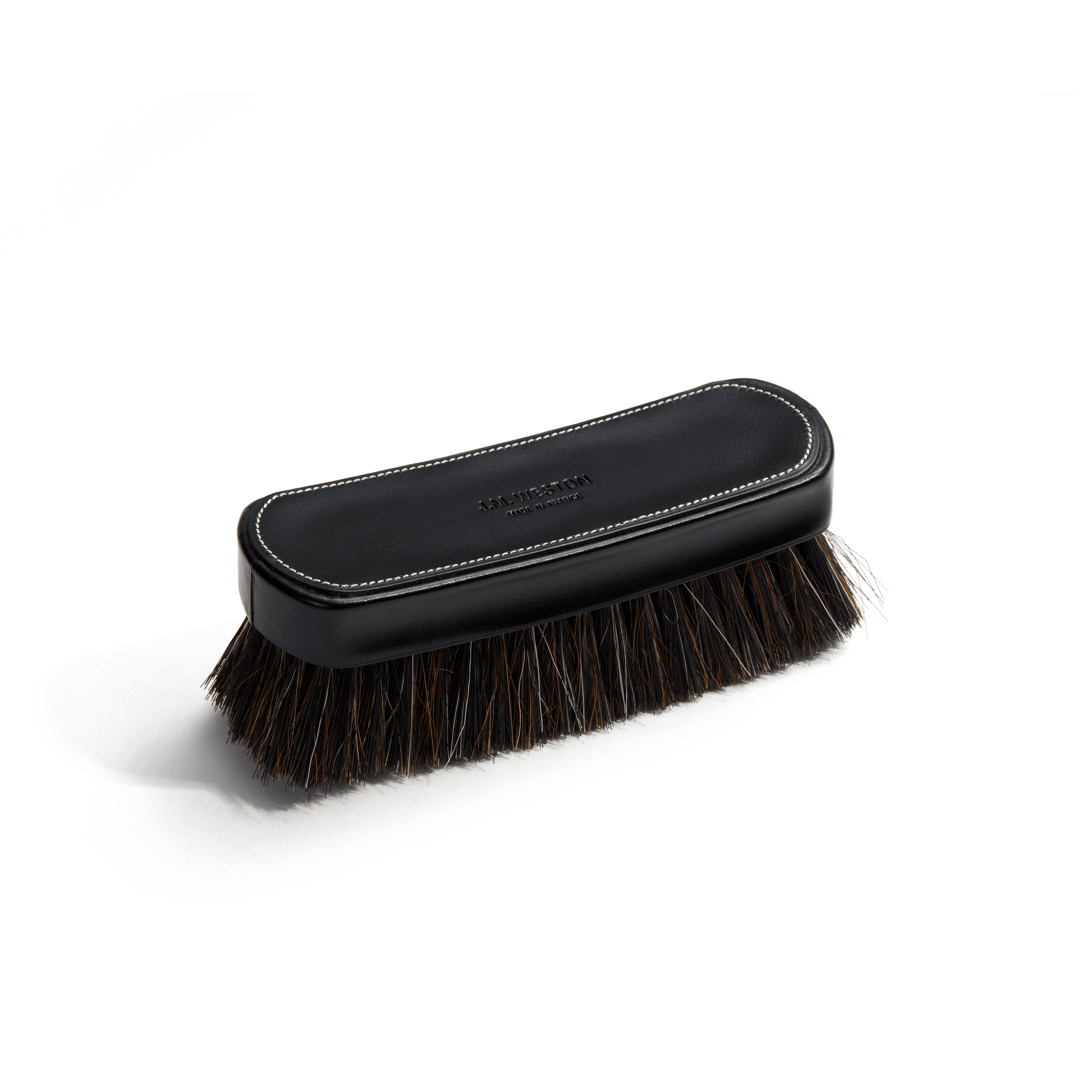 Brosse petit modèle [Cuir veau box noir et crin de cheval]