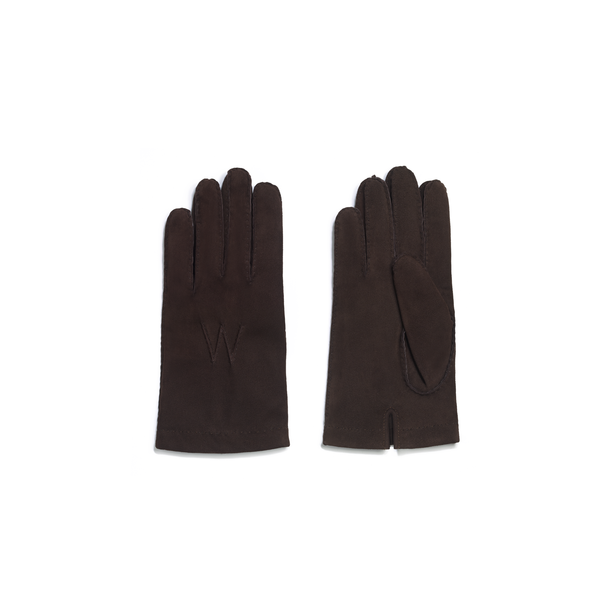 Gants Caractère homme[Cuir chèvre velours marron & doublure cachemire]