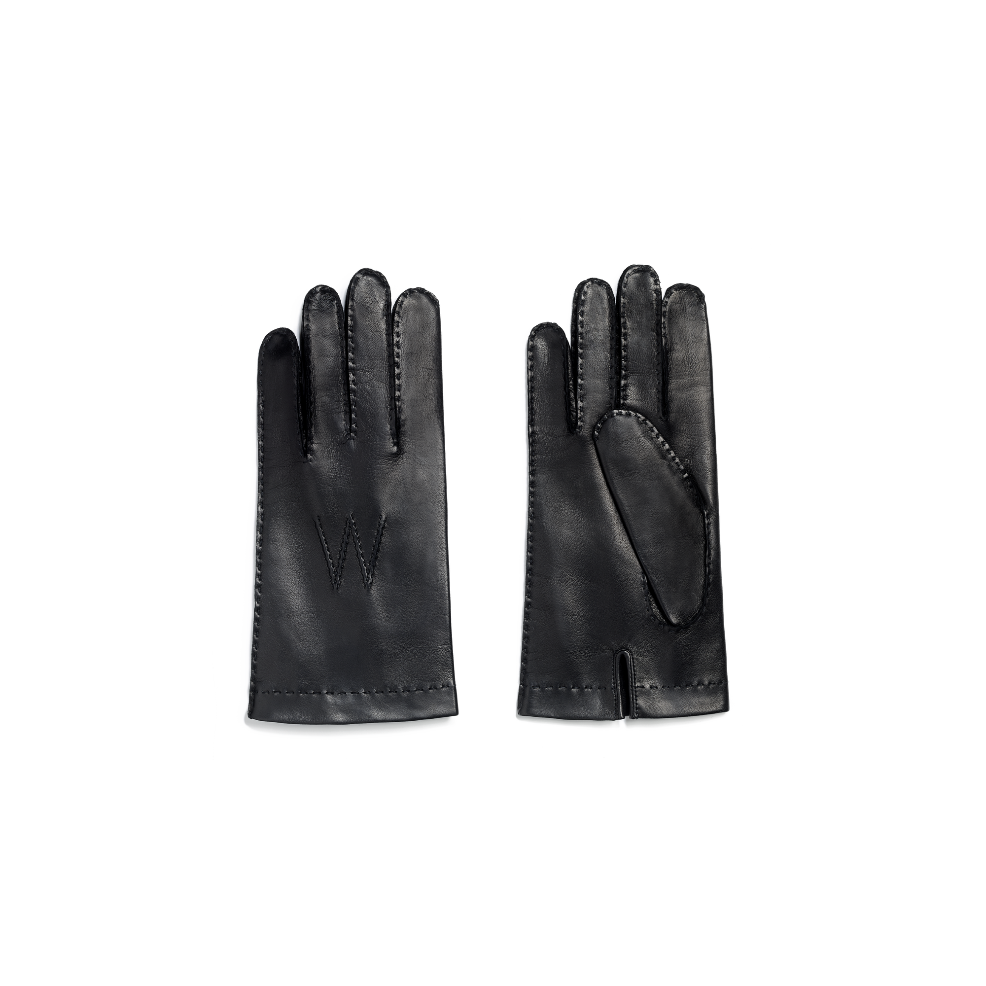 Gants Caractère homme[Cuir agneau noir & doublure soie]