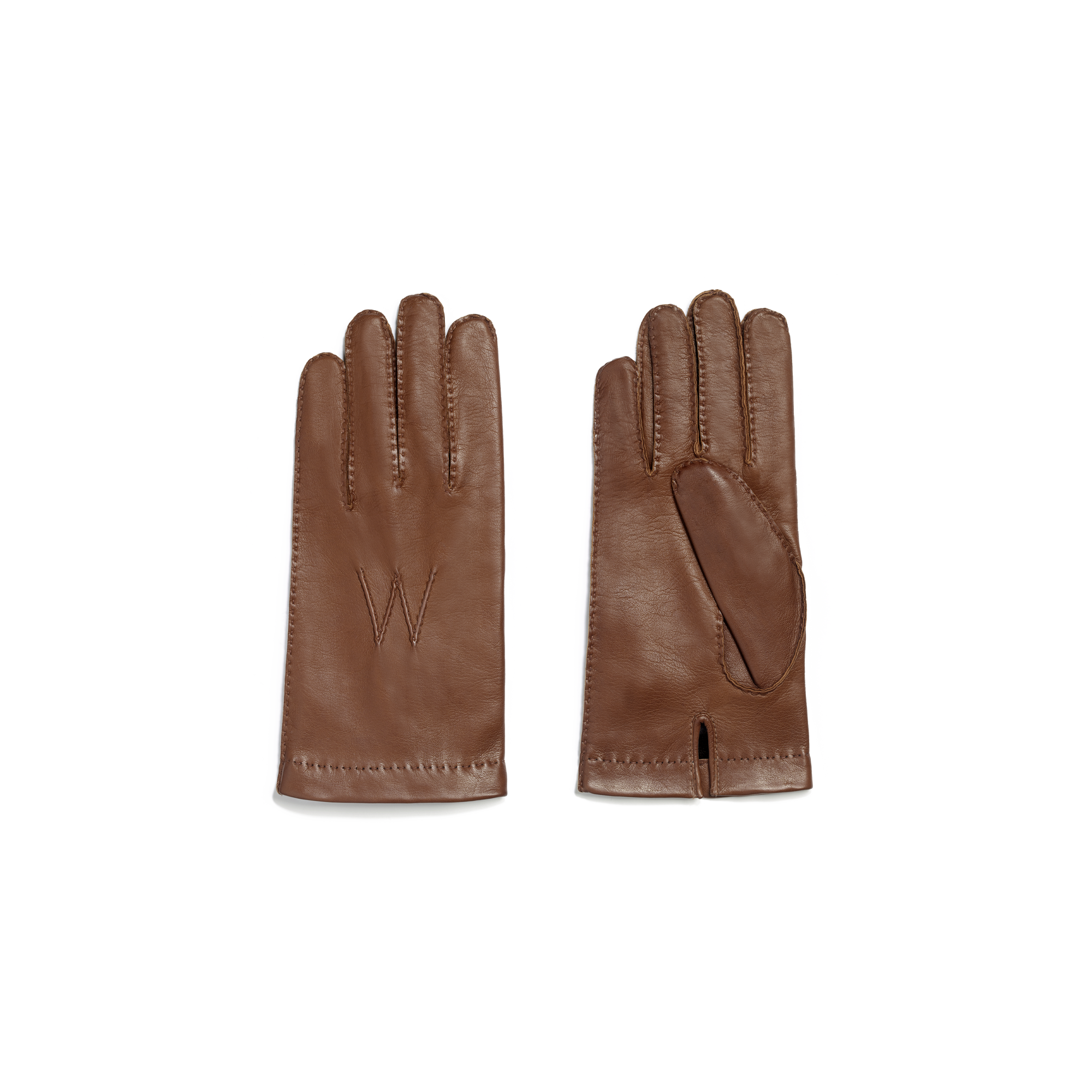 Gants Caractère homme[Cuir agneau marron bergeronnette & doublure soie]