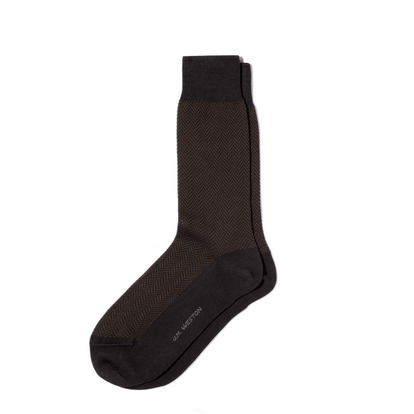 J.M. Weston Chaussettes Chevrons Courtes [Coton marron et noir]