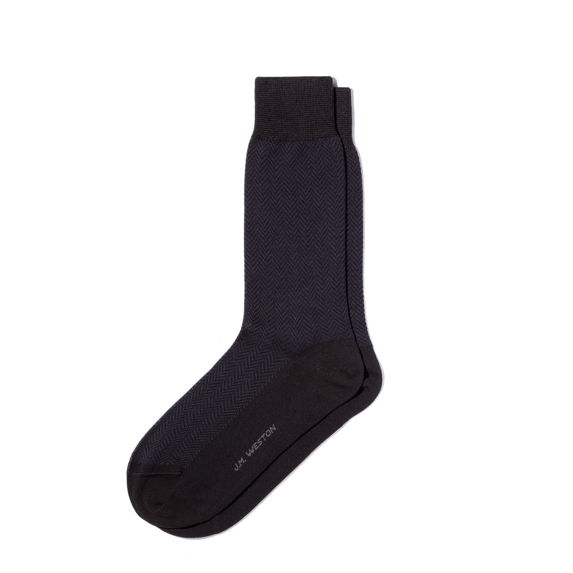 Chaussettes Chevrons Courtes [Coton marine et noir]