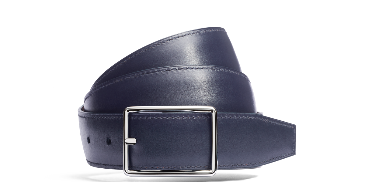 Iena Belt Burgundy boxcalf and navy blue boxcalf – Weston