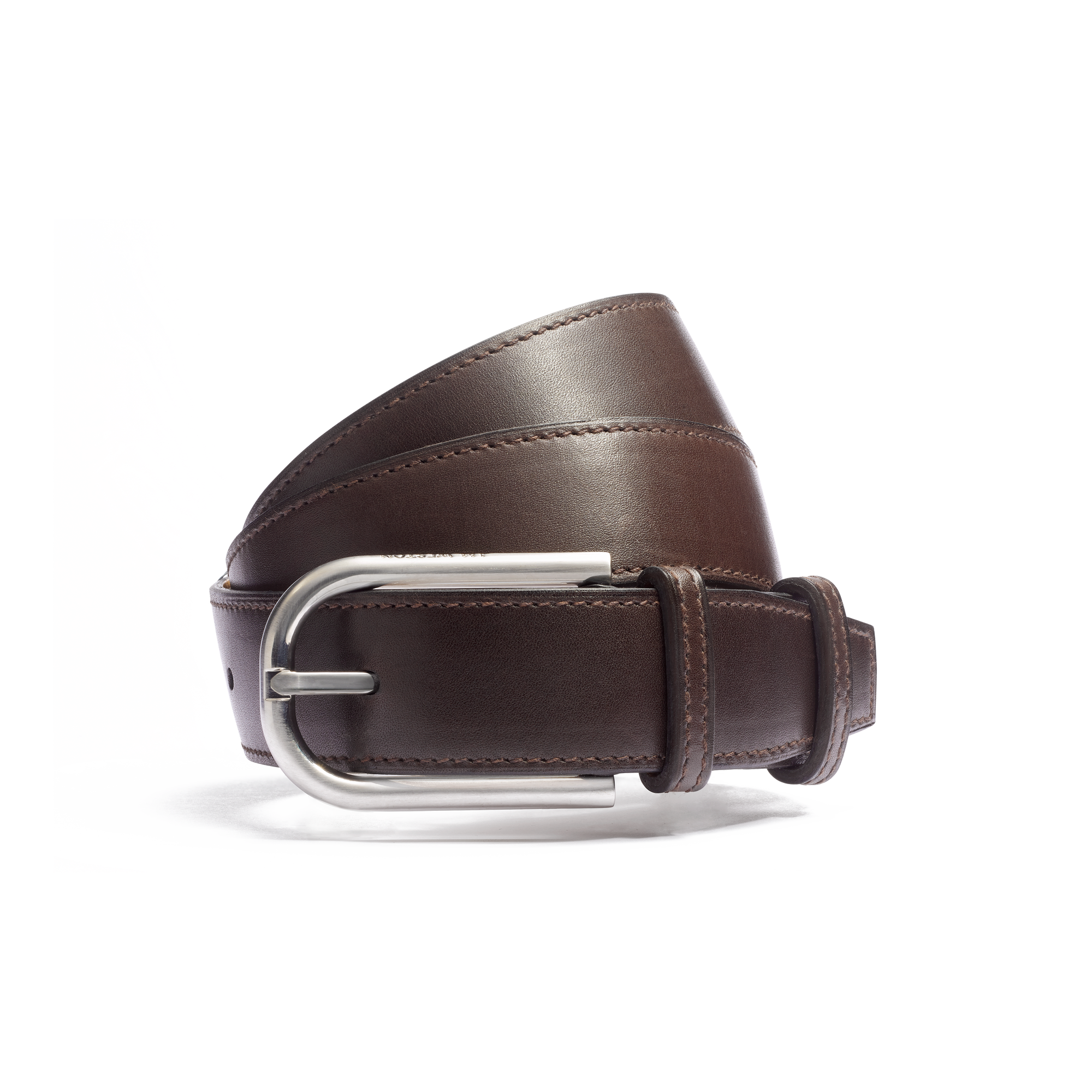 Ceinture Golf [Cuir veau lisse marron café & doublure veau gold]