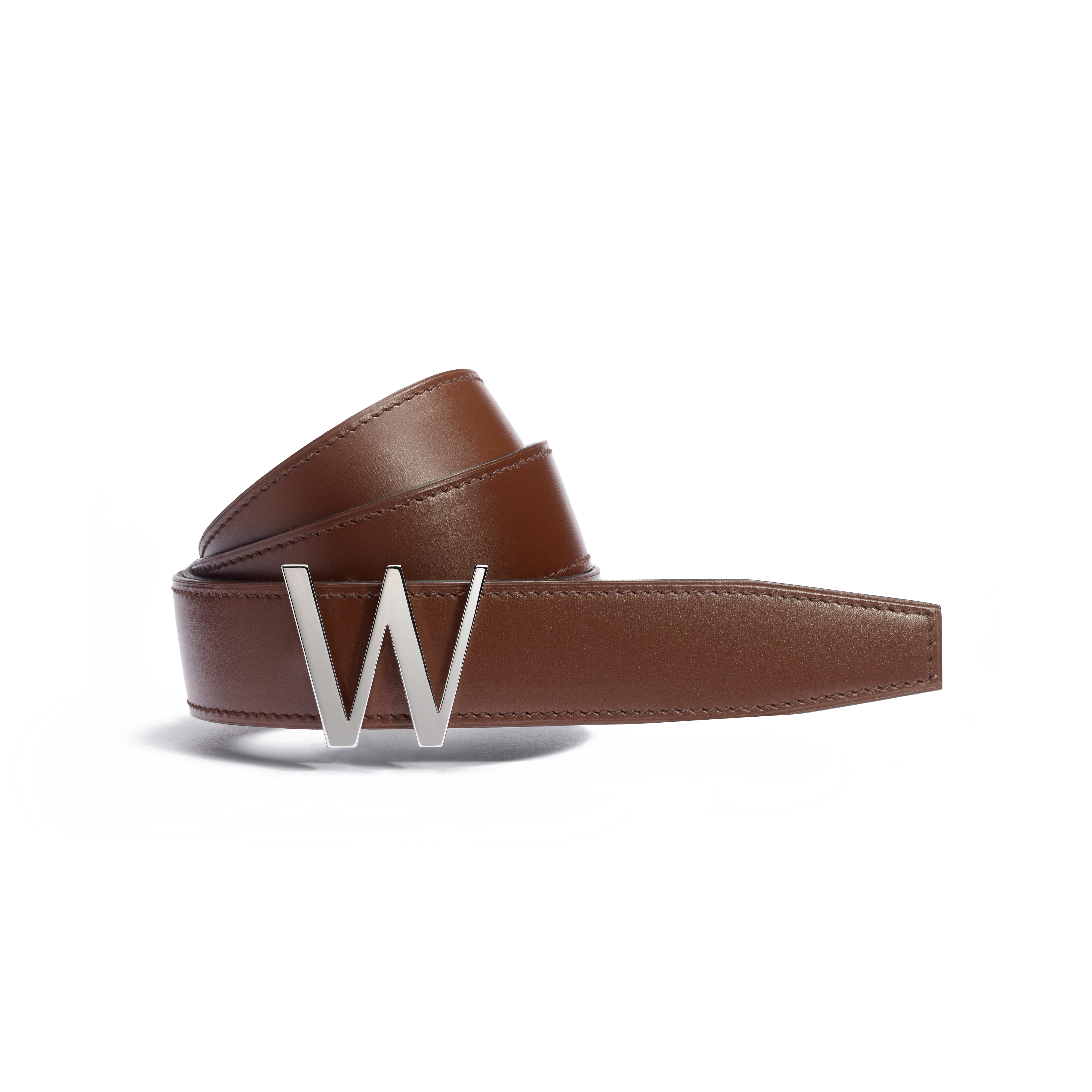 Courcelles Belt Soft light brown calfskin & black calf leather 