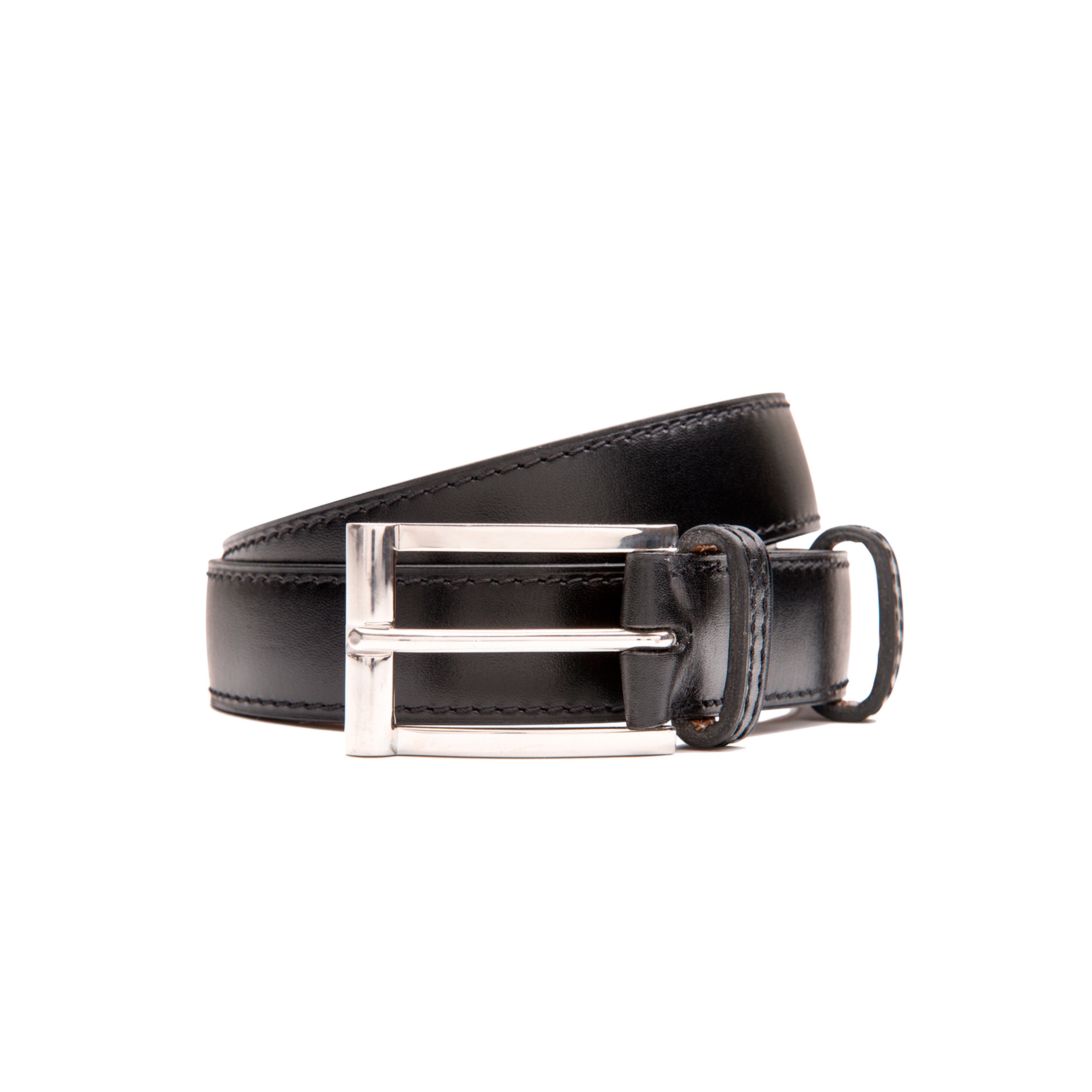 weston Ceinture Demi-Jonc Cuir veau box noir Offres Vêtements