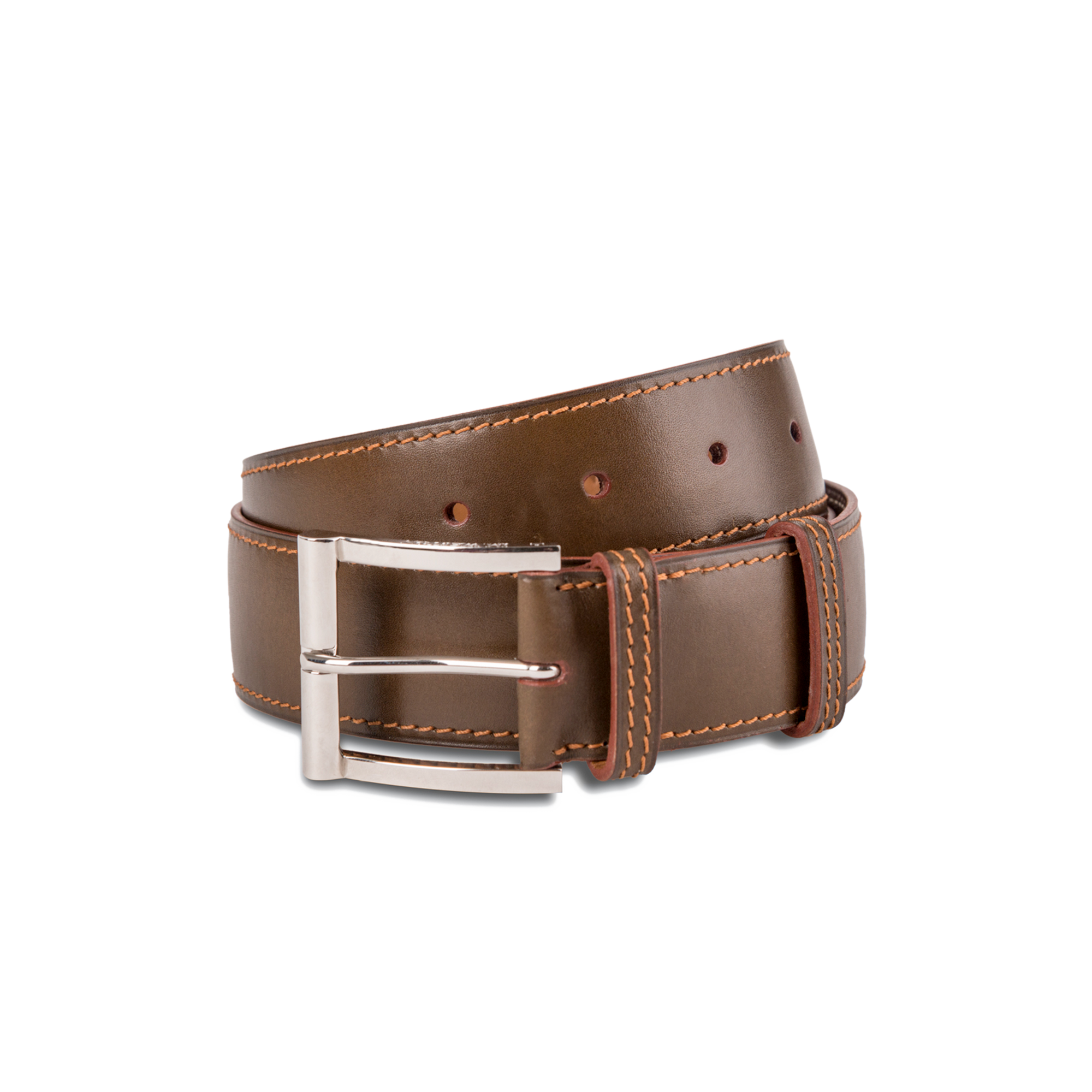 Ceinture Demi-Jonc [Cuir veau finition patinée marron bergeronnette]