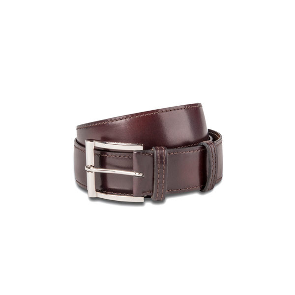 J.M. Weston Ceinture Demi-Jonc [Cuir veau finition patinée bordeaux]