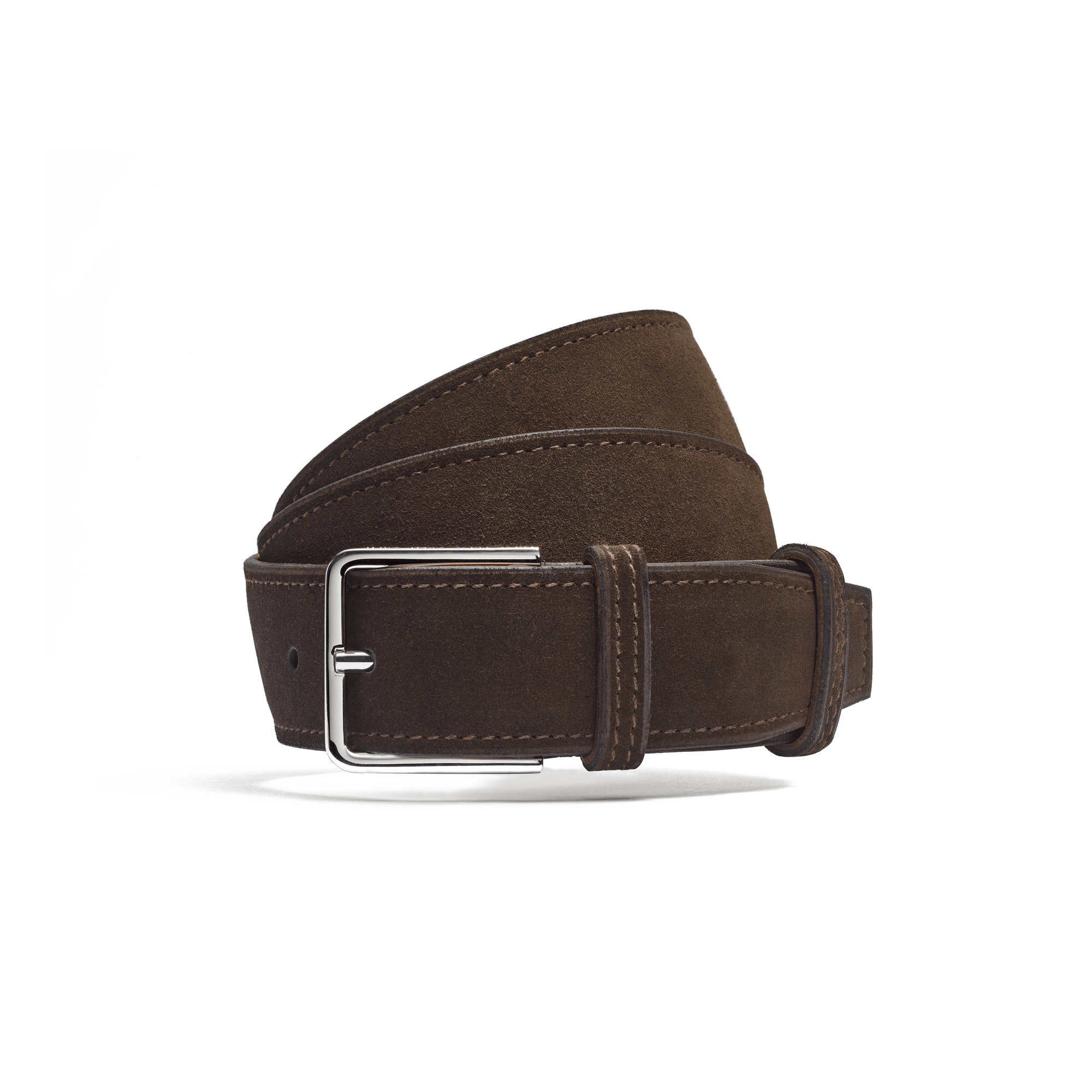 Ceinture Signature [Cuir veau velours marron foncé]