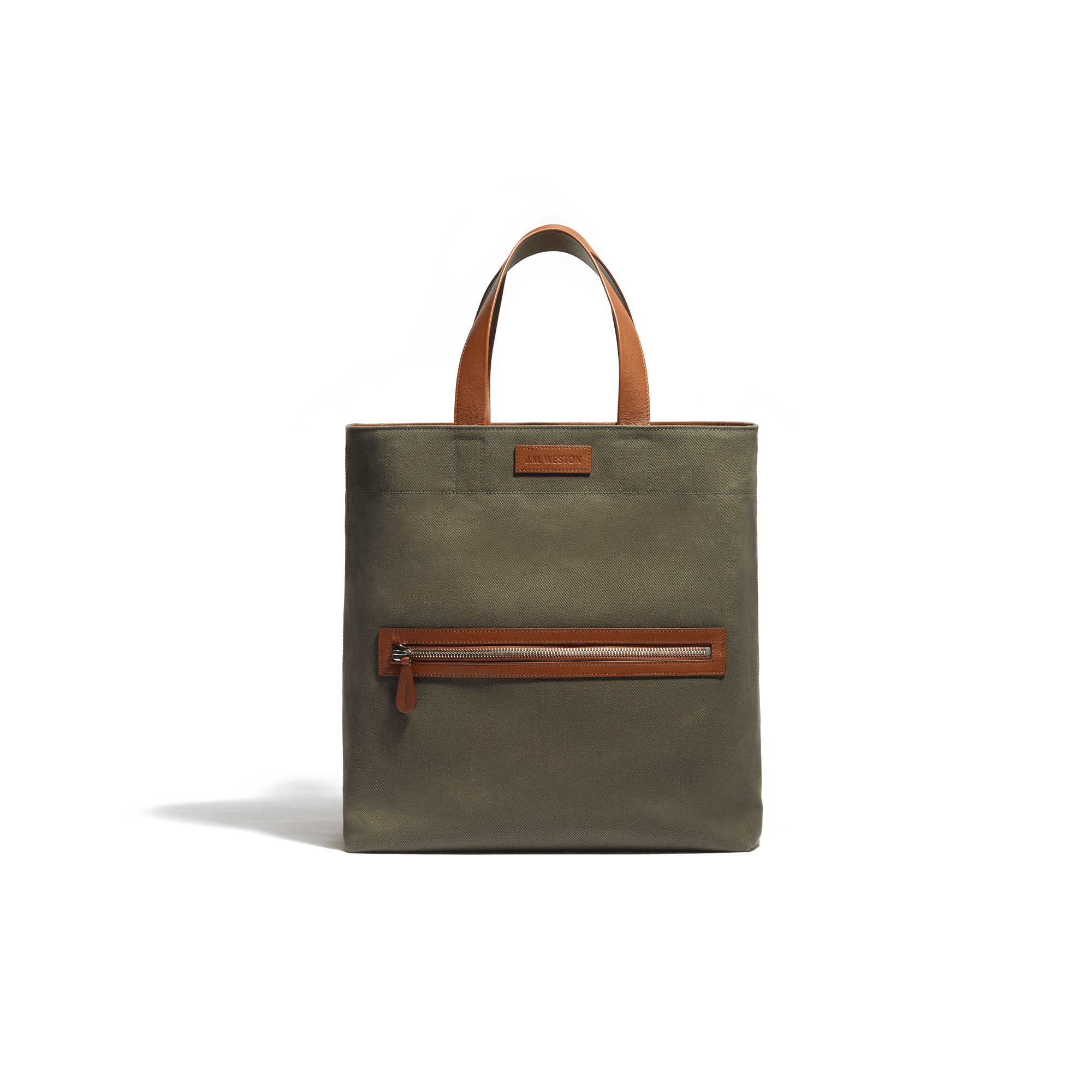 Tote Bag Walker Grand Modèle [Toile kaki & cuir veau lisse bergeronnette]