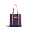 Small tote bag [Blue cotton canvas and vegetal leather]